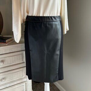Kasper Black Pencil Skirt w/ Faux Leather Accents - Size Large NWOT